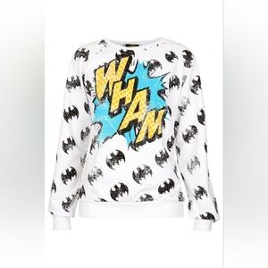 Batman WHAM White Graphic Sweatshirt with Comic Print,Sz.12